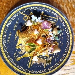 Women Flowers in Basket Brooch
